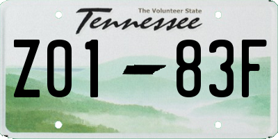 TN license plate Z0183F