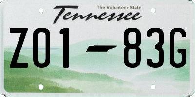 TN license plate Z0183G