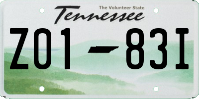 TN license plate Z0183I