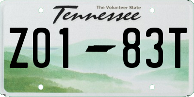 TN license plate Z0183T