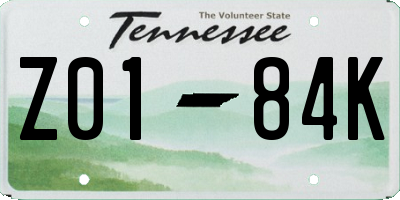 TN license plate Z0184K