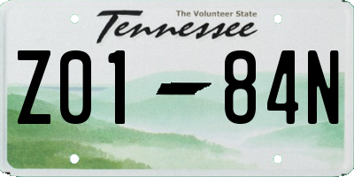 TN license plate Z0184N