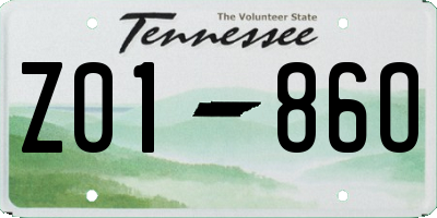 TN license plate Z0186O
