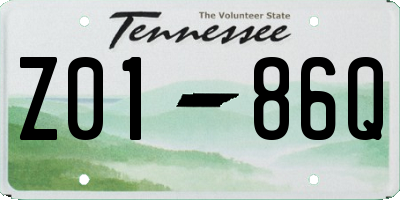 TN license plate Z0186Q