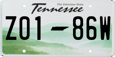 TN license plate Z0186W