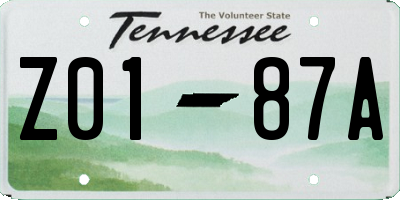 TN license plate Z0187A