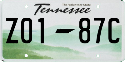 TN license plate Z0187C