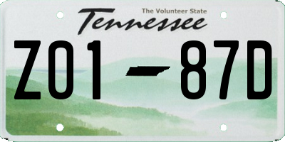 TN license plate Z0187D