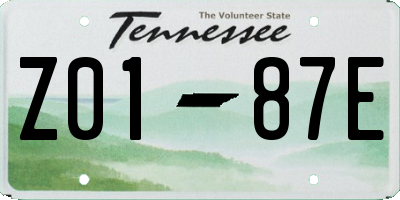 TN license plate Z0187E