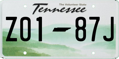 TN license plate Z0187J
