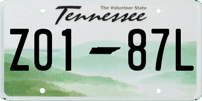 TN license plate Z0187L