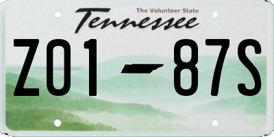 TN license plate Z0187S