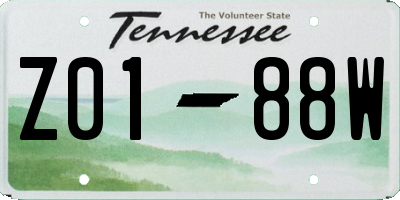 TN license plate Z0188W