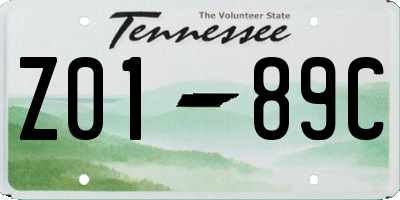 TN license plate Z0189C