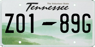 TN license plate Z0189G