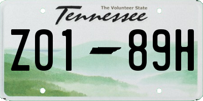 TN license plate Z0189H