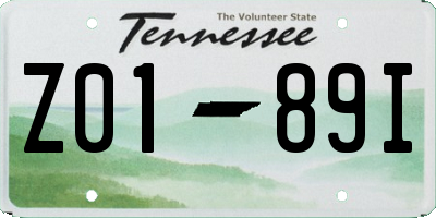 TN license plate Z0189I