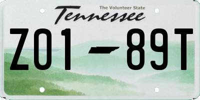 TN license plate Z0189T