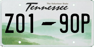 TN license plate Z0190P