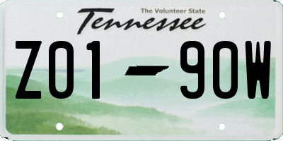 TN license plate Z0190W