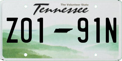 TN license plate Z0191N