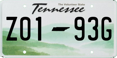 TN license plate Z0193G