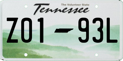 TN license plate Z0193L