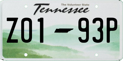 TN license plate Z0193P