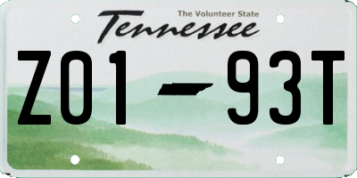 TN license plate Z0193T