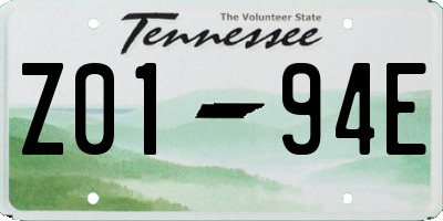 TN license plate Z0194E