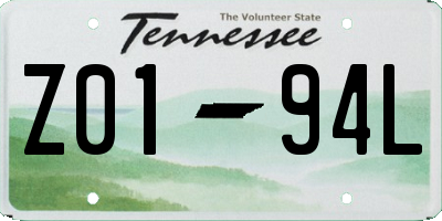 TN license plate Z0194L