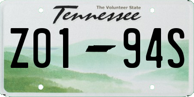 TN license plate Z0194S