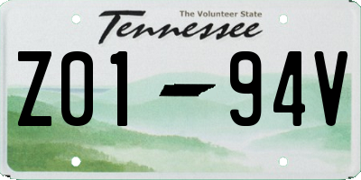 TN license plate Z0194V