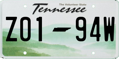 TN license plate Z0194W
