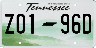 TN license plate Z0196D