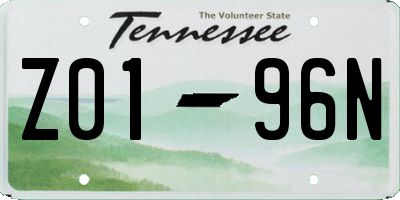 TN license plate Z0196N