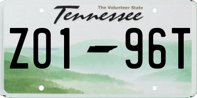 TN license plate Z0196T