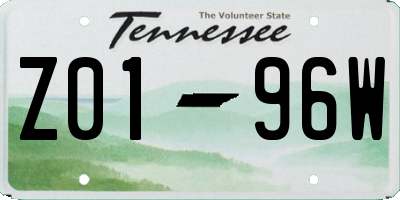 TN license plate Z0196W