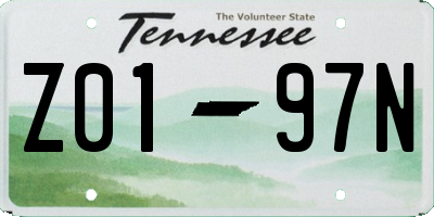 TN license plate Z0197N