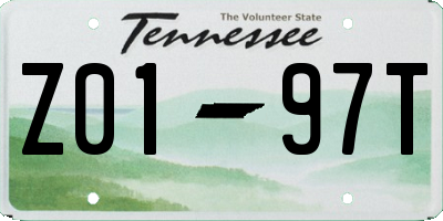 TN license plate Z0197T