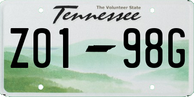 TN license plate Z0198G