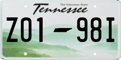 TN license plate Z0198I