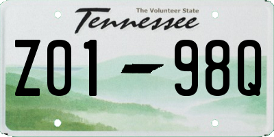 TN license plate Z0198Q