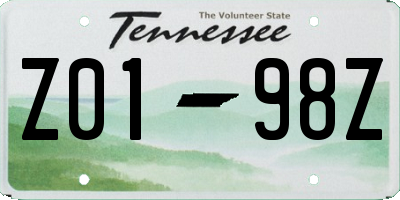 TN license plate Z0198Z