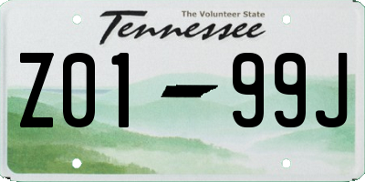 TN license plate Z0199J