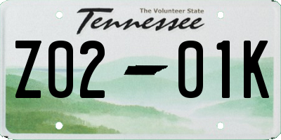 TN license plate Z0201K