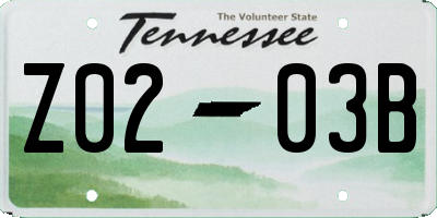 TN license plate Z0203B