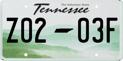 TN license plate Z0203F