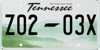 TN license plate Z0203X