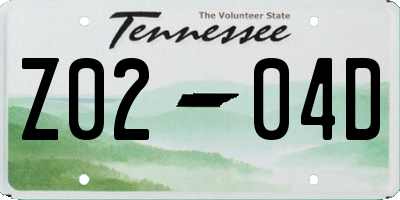 TN license plate Z0204D